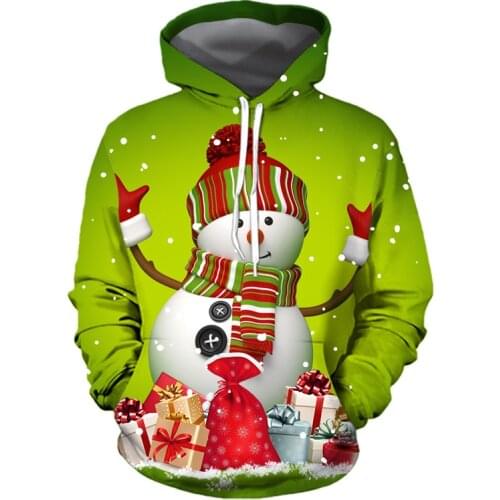 New 3D Printed Christmas Snowman Hoodies Men Women Happy New Year Fashion Casual Autumn Winter Sweatshirts Christmas Gift Coat