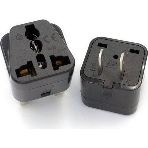 Wholesale Black whtie 250v 10A 250V copper Universal USA AC power Plug America Canada Japan Travel Adapter plug socket convertor