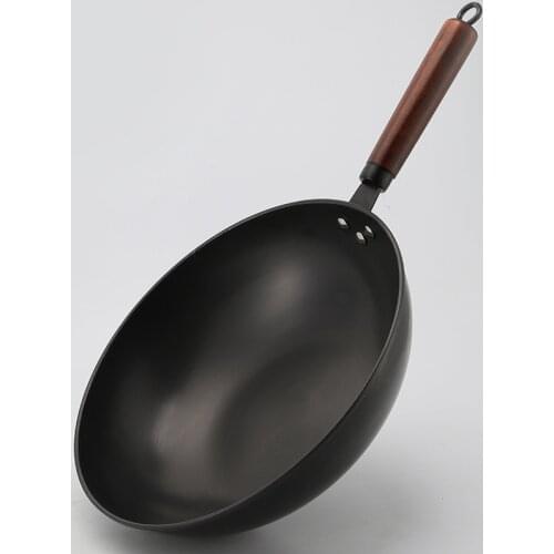 Simple Cast Iron Wok Pan Non Stick Pan Forge Cooking Healthy Gas Cooker Wok Pan Ustensiles De Cuisine Cast Iron Cookware EC50CG