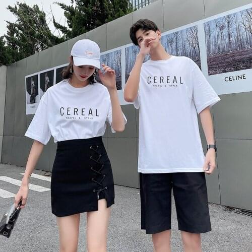 Simple and versatile T matches short skirt lovers suit couples clothes couples clothing