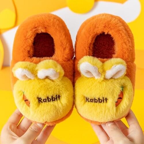 Winter Kids Slippers For Toddler Boys Indoor Shoes Baby Girl Fashion Fur Slides Cotton Flip Flop Warm House New Children Slipper