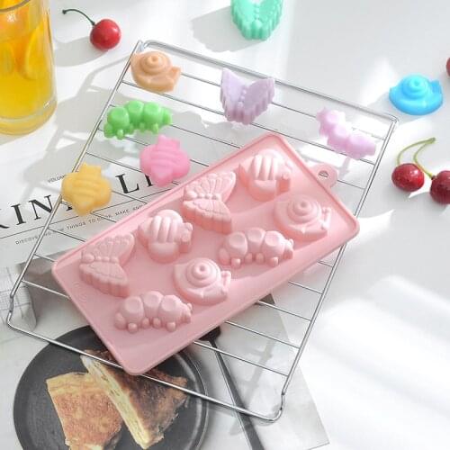 Silicone Molds Cute Cartoon 8 Mini Snail Bee Bugs Hand DIY Soap Chocolate Candy Mould Cake Decorating Tools Baking Accessories
