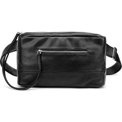 High Quality PU Leather Shoulder Bags 2021 New Fashion Black Mens Crossbody Bag Casual Business Waist Packs Messenger Bags Male