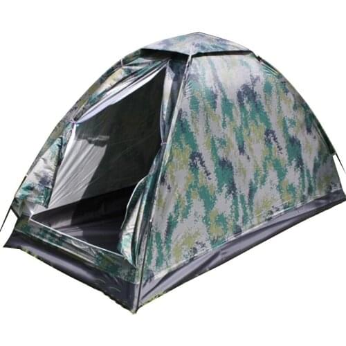 Outdoor Camouflage Tent Beach Tent Camping Tent for 1 Person Single Layer Polyester Fabric Waterproof Tents Carry Bag