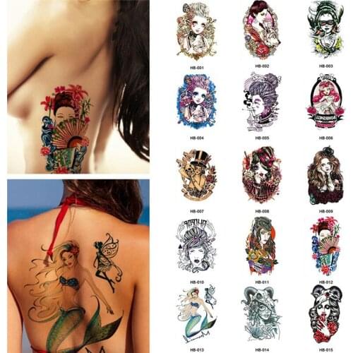 Waterproof Temporary Tattoo Sticker Girl Lotus Plum Rose Pattern Tattoos Wolf Fish Body Art Arm Leg Fake Tattoo Women Men