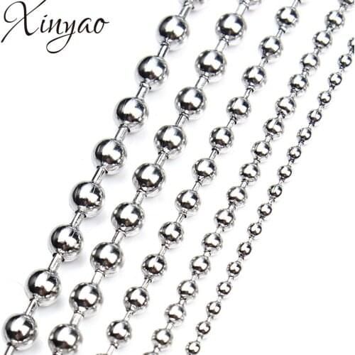 XINYAO 5meter/lot 1.5/2/3.2/2.4mm Stainless Steel Round Beaded Ball Chain Bulk Jewelry Chains for Necklaces Jewelry Making