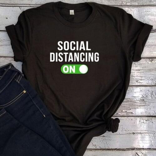 Funny Stay At Home TeeLetter O-Neck Mode on Social Distancing Tees Plus Size Women Tshirt Vintage Casual 2021 New Tee