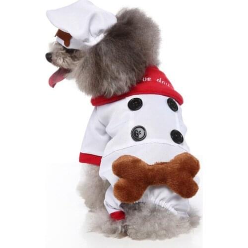 Funny Dog Cat Chef Cosplay Costume Pet Halloween Christmas Clothes Pet Warm Jumpsuit Outfits For Small Middle Large Dogs