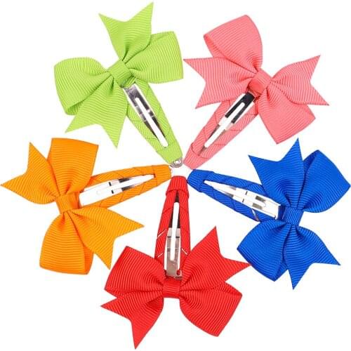10pcs/lot Candy Color Grosgrain Ribbon Bowknot Bangs Hairpins Cute Handmade Dovetail Bows Baby Girls Hair Clips Christmas Gifts