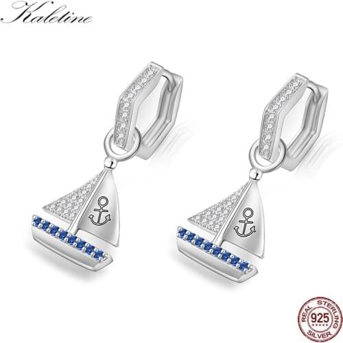 Kaletine Korean Drop Earrings Boat Anchor Original 925 Sterling Silver Statement Earrings For Women Fashion Jewelry 2019