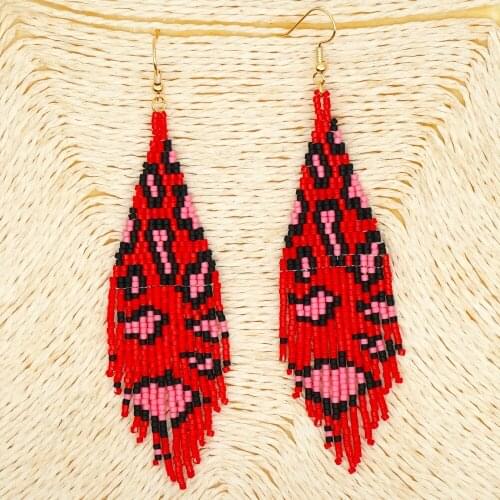 Miyuki Rice Bead Woven Wild Leopard Fringe Earrings Women Gifts for Women Jewelry for Women Lightning Offers with Free Shipping