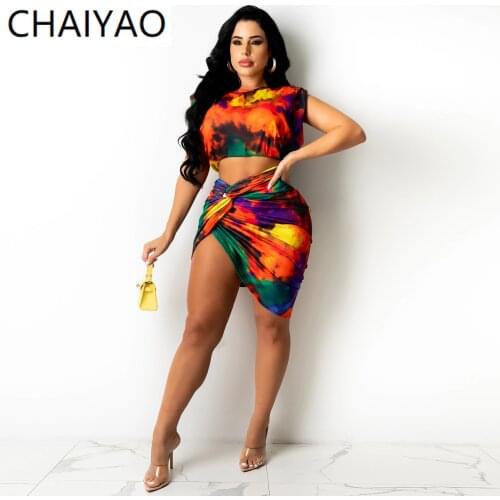 444313 Wholesale Items New Summer Color Print Two Piece Set Women Dress Suits Shorts Sets Women Outfits Sexy Fashion Skirt
