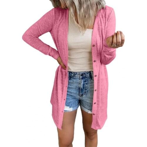 Single-breasted Cardigan Autumn Winter Women Solid Color Round Neck Loose Ladies Long Sweaters Cardigan Coat кардиган женский