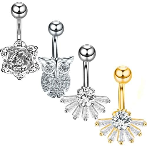 1pc Sexy Dangling Navel Belly Button Rings Belly Piercing Crystal Surgical Steel Woman Body Jewelry Barbell Jewelry Piercing
