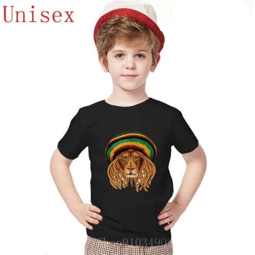 2020 Rasta reggae jamaica Funny T-Shirt Cool girls tshirt Lion Of Judah rasta king Cartoon Short Sleeve boys clothes 8 years