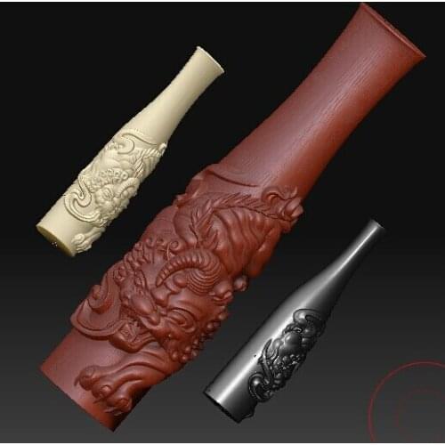 3D model relief for cnc in STL file format Dragon Tobacco pipe 1