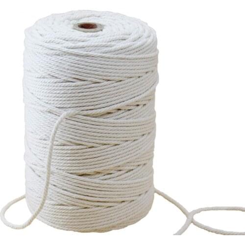4mm Macrame Rope Twisted String Cotton Cord For Handmade Pure white Rope DIY Home Wedding Accessories Gift
