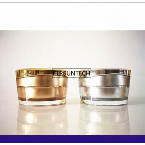 50pcs 15g Acrylic Silver/Gold Round crystal Cream Jars Empty cosmetic Cream bottle container Cosmetic eye cream Jar F3000