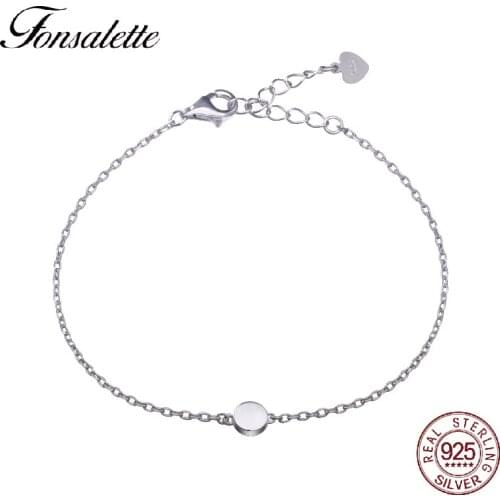 925 Sterling Silver Dot Circle Bracelet Round Disc Chain Bracelets Bangles Tiny Bead Minimalist Bracelet jewelry wholesale ZK30