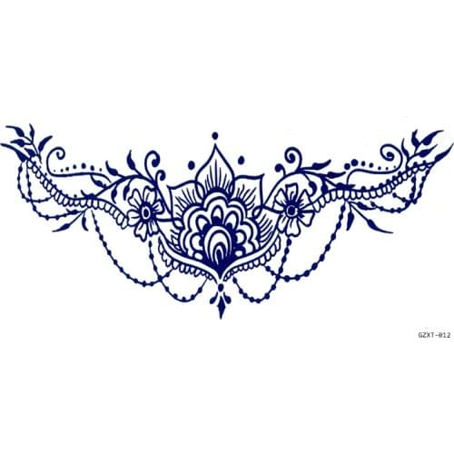 Necklace lotus crown lasts 15 days tattoo Waterproof Temporary Tattoos Men Flash Tatoo Sleeves tattoo Fake Tattoo For back