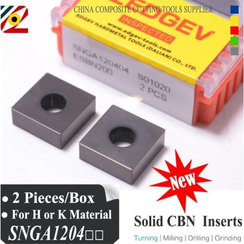 EDGEV 2PCS Boron Nitride Solid CBN Inserts SNGA120404 SNGA120408 SNMG120404 SNMG120408 SNGA SNMG Supper Hard Tool Lathe Cutter