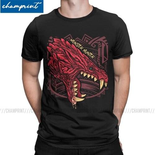 Odogaron Monster Hunter World T Shirts Mens Cotton Leisure T-Shirt Crewneck MHW Game Tee Shirt Short Sleeve Clothes Plus Size