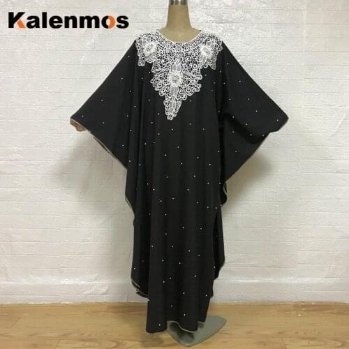 Kalenmos Muslim Kaftan Abaya Dresses Eid Ramadan Islamic Women Batwing Sleeve Beading Loose Outwear Caftan Dubai Arab Long Robe