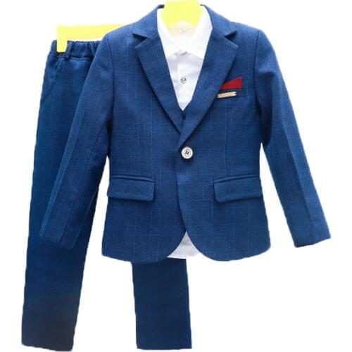 Wedding Party Suits For Flower Boys Children Blazer Vest pants Tie 4PCS Formal Clothing Sets Gentleman Kids Performances Costume