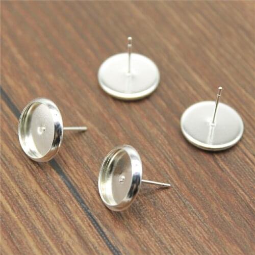 WYSIWYG 20pcs 5 Colors Fit 8/10/12/14/16mm Round Glass Cabochons Earring Studs Earrings Setting Base Earring Bezels