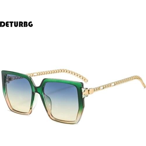 Fashion Gradient Square Sunglasses Womens Luxury Brand Designer Metal Frame Unisex Eyewear Mirror Shades for Women UV400 SG084