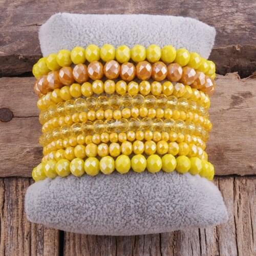 MD Fashion Designer Beaded Bracelet Set 9pc Glass Crystal Multi Stack Bracelets Set For Women Jewelry