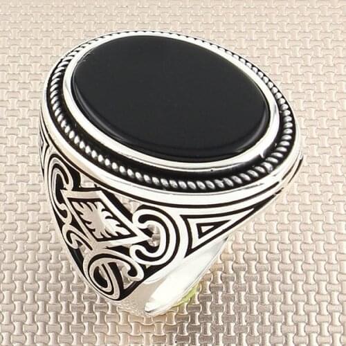 Modern Design Siver Ring Oval Black Onyx Silver Ring Men Silver Ring Made in Turkey Solid 925 Sterling Silver