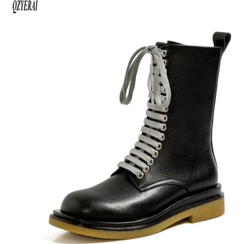 2020 Autumn/winter ankle boots Genuine leather Women boots Riding boots black cowhide Women shoes Size 34-40