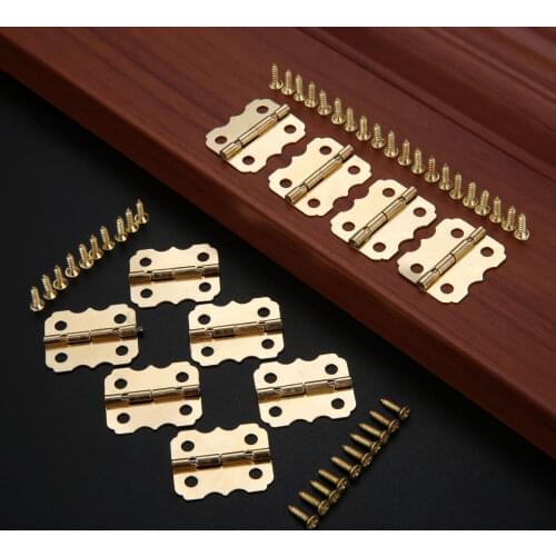 10Pcs Gold 4 Holes Butterfly Jewelry Box Decorative Hinges Metal Furniture Hinges Cabinet Drawer Door Hinge 25*20mm With Screws
