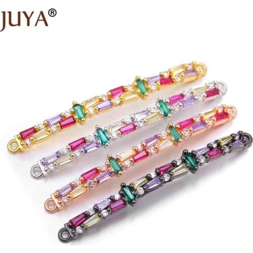 Jewelry Making Supplies Rainbow Crystal Long Bar Shape Charm Connectors For Handmade Jewelry DIY Craft