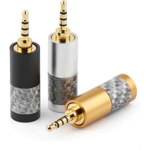 2.5mm Headphone Plug 4 Poles Carbon Fiber Gold Plated Hifi 2.5 Mini Earphone Cable Connector DIY Solder Wire Audio Jack Adapter