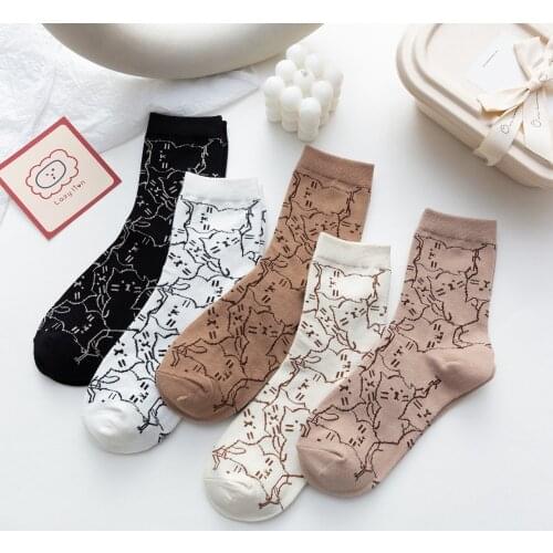LUCKY ZONE 5 Pairs/Lot Womens Tube Socks Cartoon Comfortable Womens Socks Korean Cute Bear Girl Socks Womens Cotton Socks ZXZ