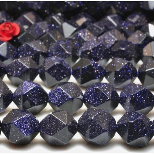 Blue Sandstone Goldstone Star Cut Faceted Nugget Loose Beads Wholesale Gemstone Semi Precious Stone Bracelet For Jewelry Making