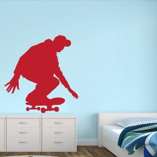 Skateboarder Vinyl Wall Stickers For Boys Room Custom Color Available Decals Home Decoration For Bedroom Art Wallpaper ZA022