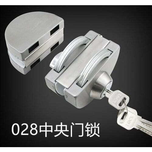 Glass Double Open Door Lock without opening hole Round double door push-pull central lock U-type lock for 10-12mm thick glass