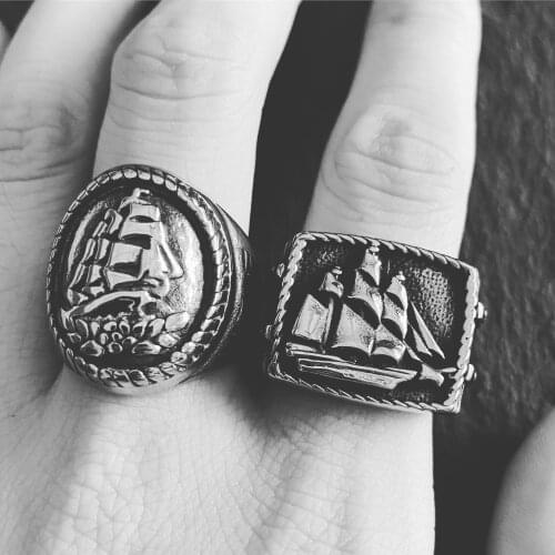 Stylish mens motorcyclist sailboat boatman ring 316 stainless steel Marine jewelry Viking men ring