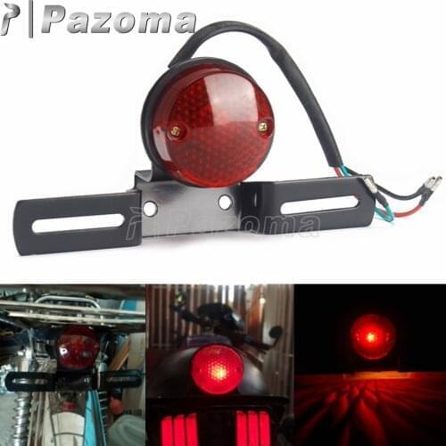 12V Motorcycle LED Brake Stop Lamp Running Tail Light W/ Bracket For Harley Chopper Cafe Racer Street Biker License Plate Light