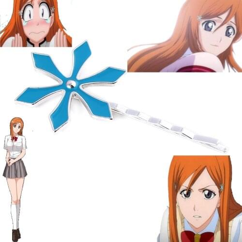 Anime Bleach Inoue Orihime Hair Clip Blue Snowflake Shaped Metal Cosplay Hairpins For Girls Cute Jewelry Christmas Gifts