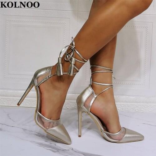 Kolnoo New Handmade Ladies High Heels Pumps Real Pictures D'oray Style Sexy Party Prom Shoes Evening Fashion Daily Court Shoes