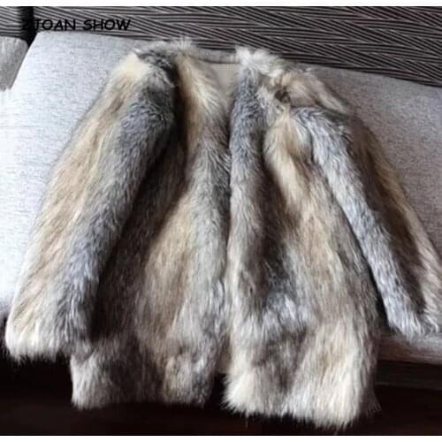 ZJOAN SHOW Gray Fur Coats