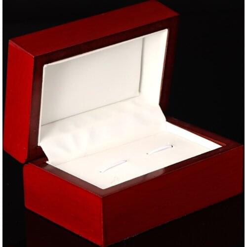 10pcs/lot Red Wooden Cufflinks Box 8.8x6x5cm Natural Wood Cuff Links Storage Cases Jewelry Boxes Wholesale