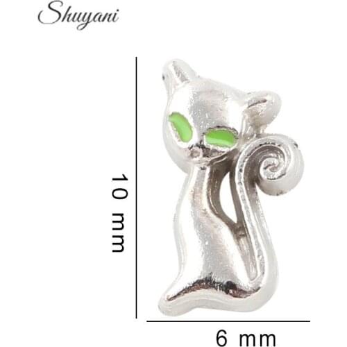 F436 Antique Silver Tone Fox Charms Floating Locket Charms For Glass Living Memory Locket 10*6mm