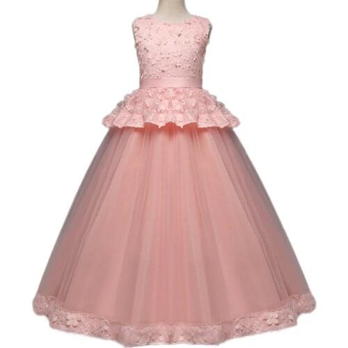 2019 Girls Wedding Princess Dresses Ball Gown Flower Girl Teenager Birthday Party Long Dress Kids Costume Childrens Clothing