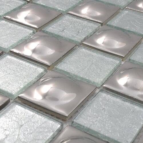 Arched Silver Foil Crystal Glass Mosaic tile for indoor fireplace Waistline Outdoor Puzzle wall tile decoration tile