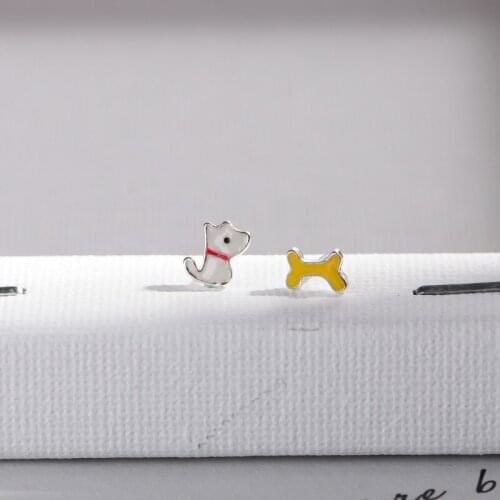 Cute Asymmetry Puppy Bones Stud Earrings for Women Exquisite Simple Earrings Fashion Pet Stud Earrings for Female Girls Gifts M4